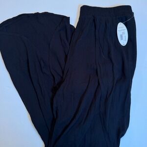 Mynah Womens Black Tulip Leg Wide Leg Rayon Pants Size Large NWT Bohemian Flowy